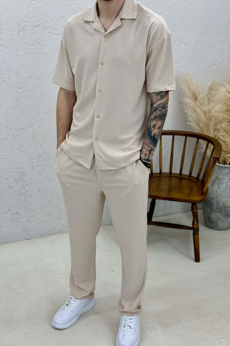 ONE COLOR SHIRT + TROUSERS SWEATSUIT SETS BEIGE/BEZHE - 3