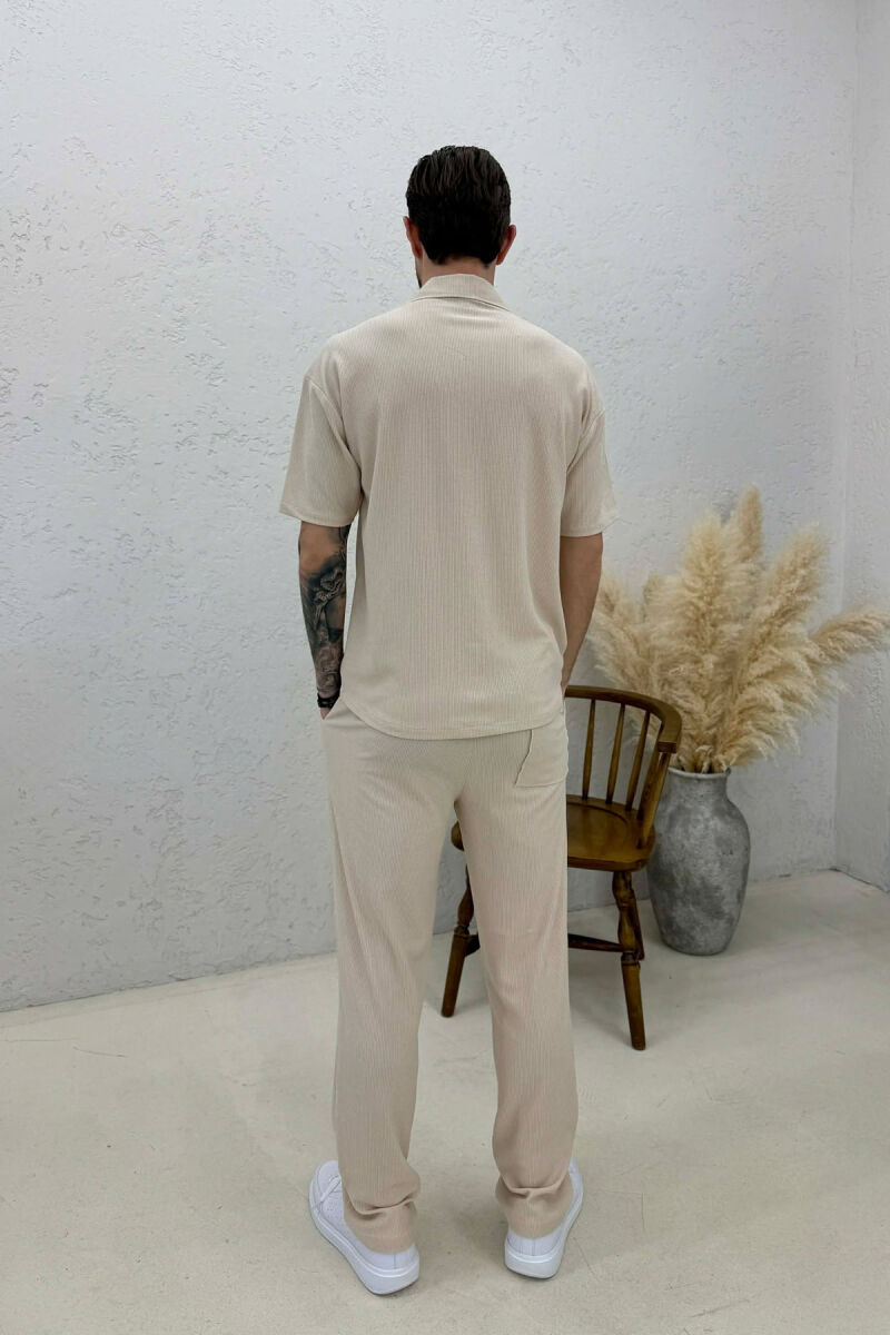 ONE COLOR SHIRT + TROUSERS SWEATSUIT SETS BEIGE/BEZHE - 4