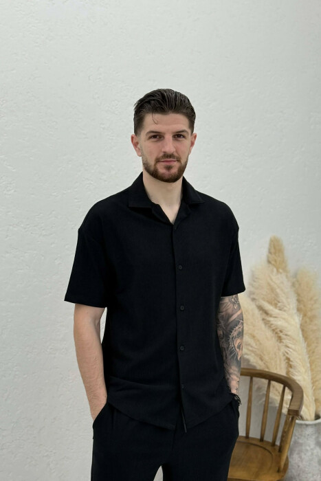 ONE COLOR SHIRT + TROUSERS SWEATSUIT SETS BLACK/ E ZEZE - 3