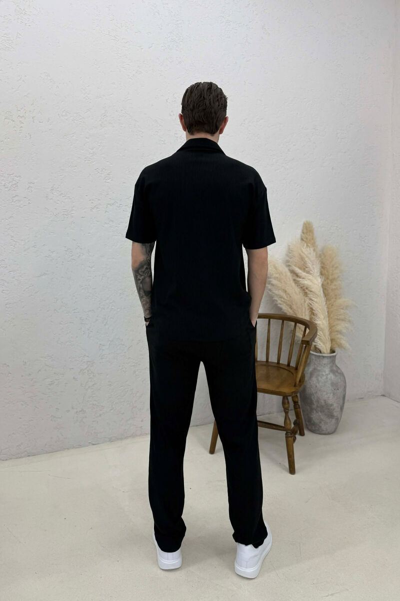 ONE COLOR SHIRT + TROUSERS SWEATSUIT SETS BLACK/ E ZEZE - 5