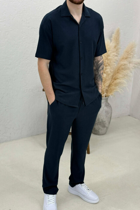 ONE COLOR SHIRT + TROUSERS SWEATSUIT SETS BLUE/BLU - 2