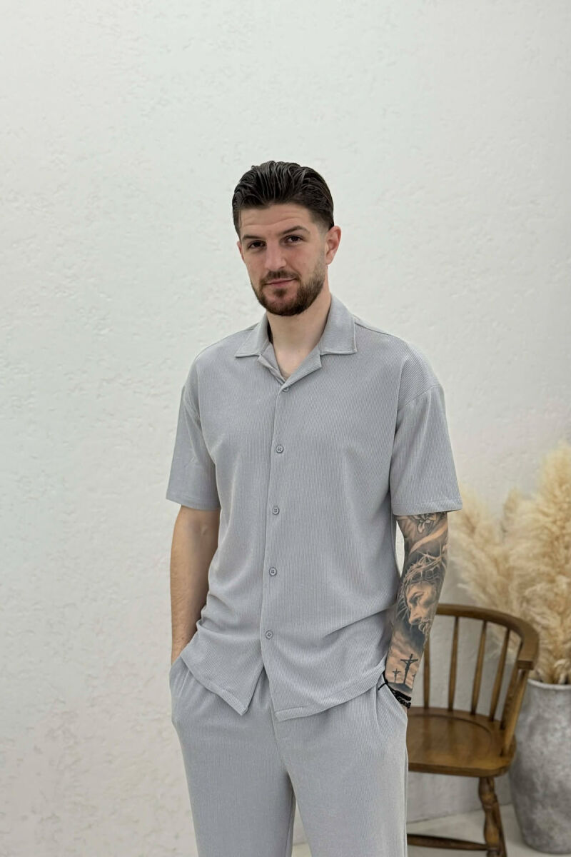 ONE COLOR SHIRT + TROUSERS SWEATSUIT SETS GREY/GRI - 3