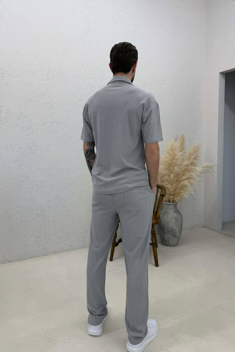 ONE COLOR SHIRT + TROUSERS SWEATSUIT SETS GREY/GRI - 4