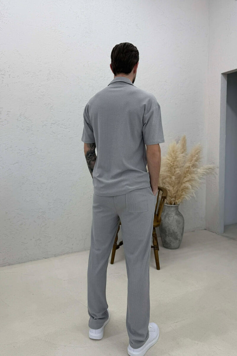 ONE COLOR SHIRT + TROUSERS SWEATSUIT SETS GREY/GRI - 4