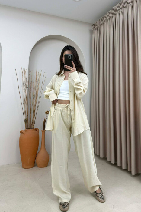 ONE COLOR SHIRT + TROUSERS WOMAN SET BEIGE/BEZHE - 