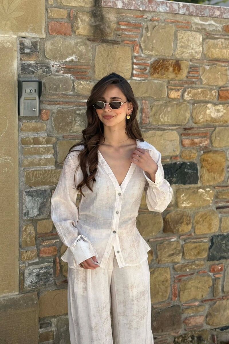 ONE COLOR SHIRT + TROUSERS WOMAN SET BEIGE/BEZHE - 3