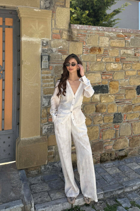 ONE COLOR SHIRT + TROUSERS WOMAN SET BEIGE/BEZHE - 4