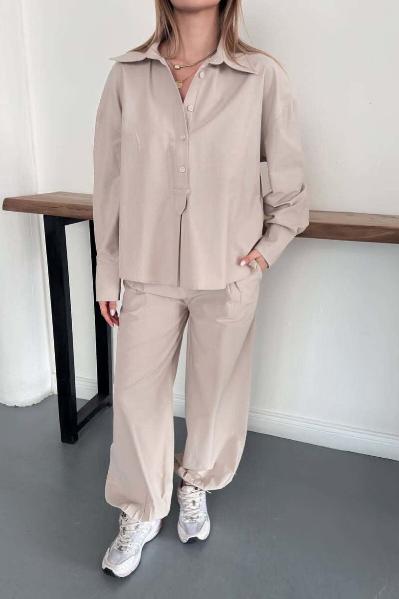 ONE COLOR SHIRT + TROUSERS WOMAN SET BEIGE/BEZHE - 4
