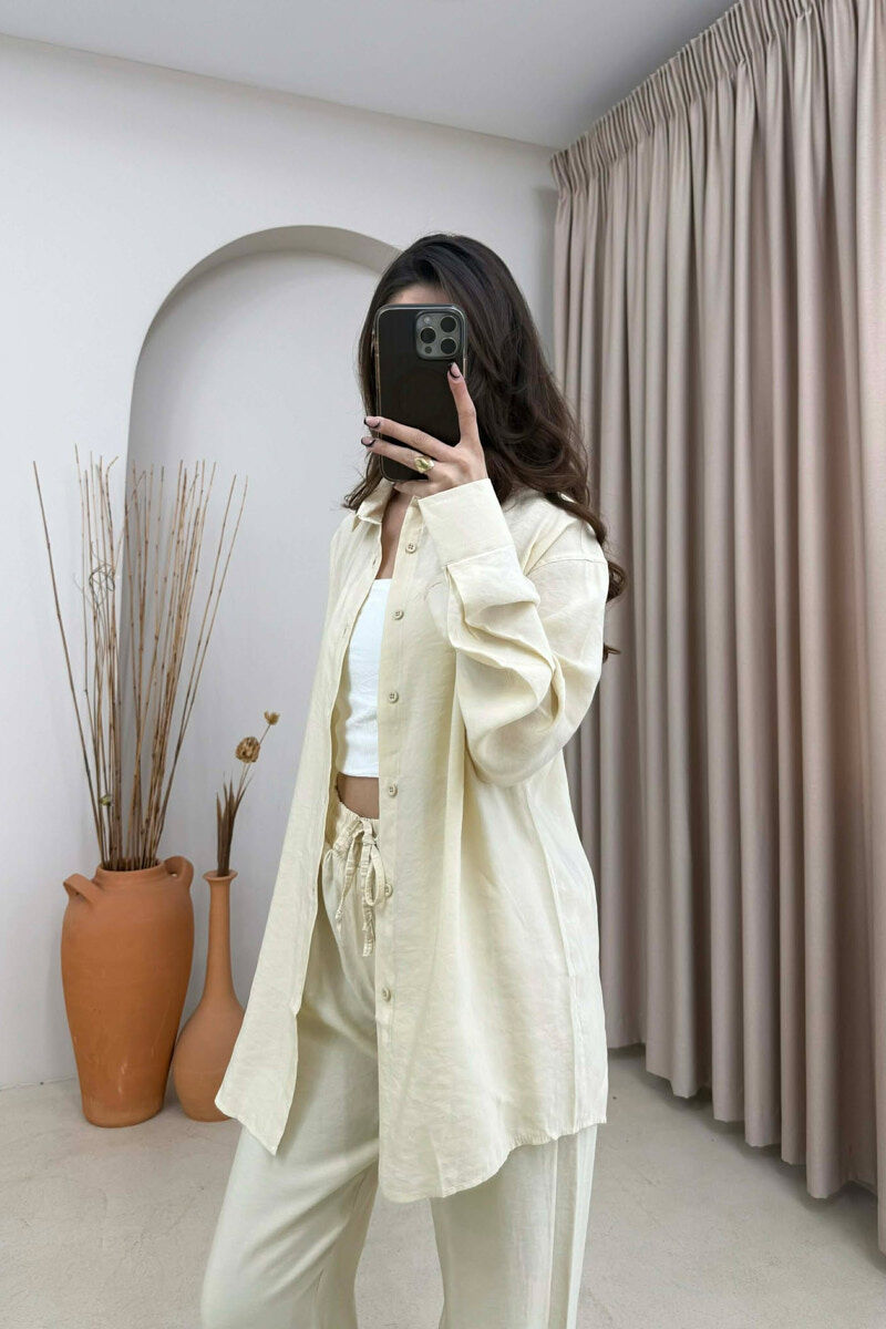 ONE COLOR SHIRT + TROUSERS WOMAN SET BEIGE/BEZHE - 2