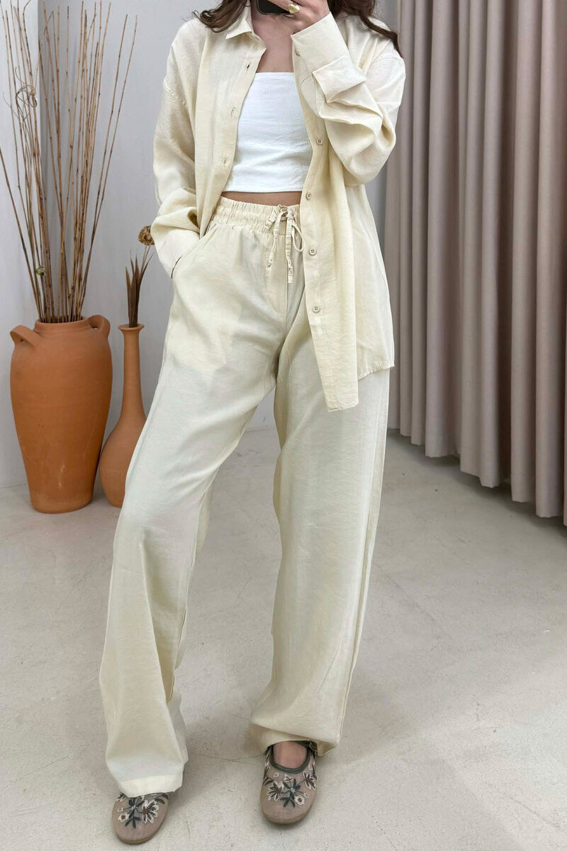 ONE COLOR SHIRT + TROUSERS WOMAN SET BEIGE/BEZHE - 3