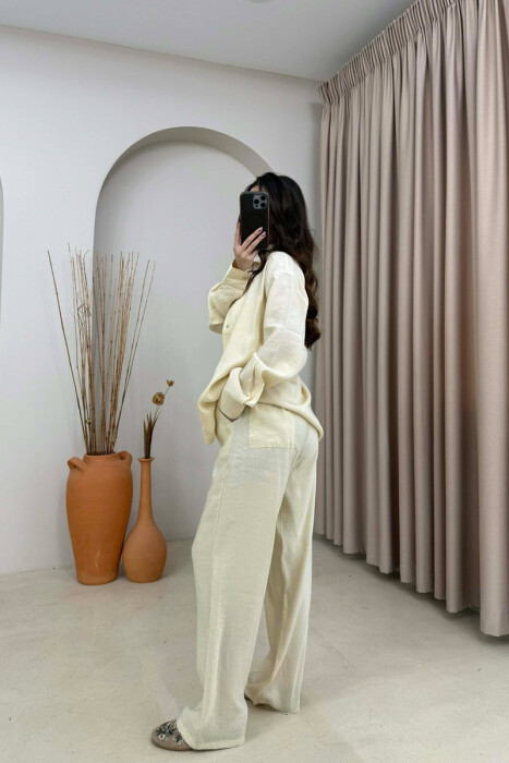 ONE COLOR SHIRT + TROUSERS WOMAN SET BEIGE/BEZHE - 4