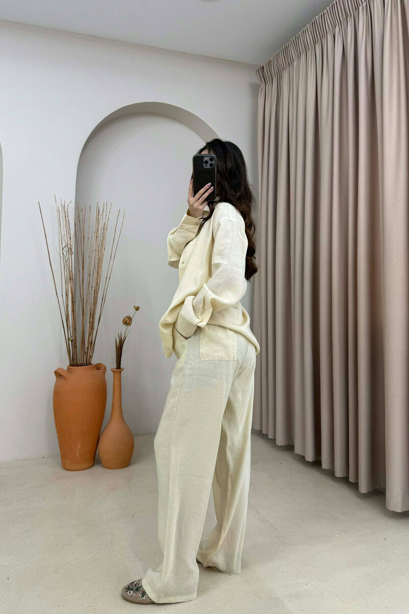 ONE COLOR SHIRT + TROUSERS WOMAN SET BEIGE/BEZHE - 4