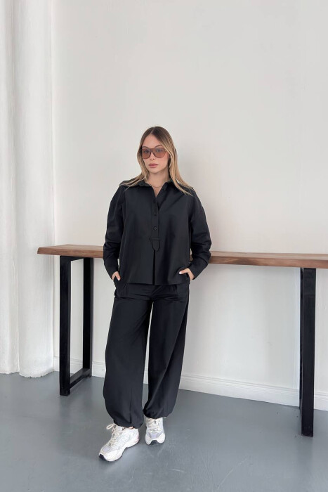 ONE COLOR SHIRT + TROUSERS WOMAN SET BLACK/ E ZEZE - 1