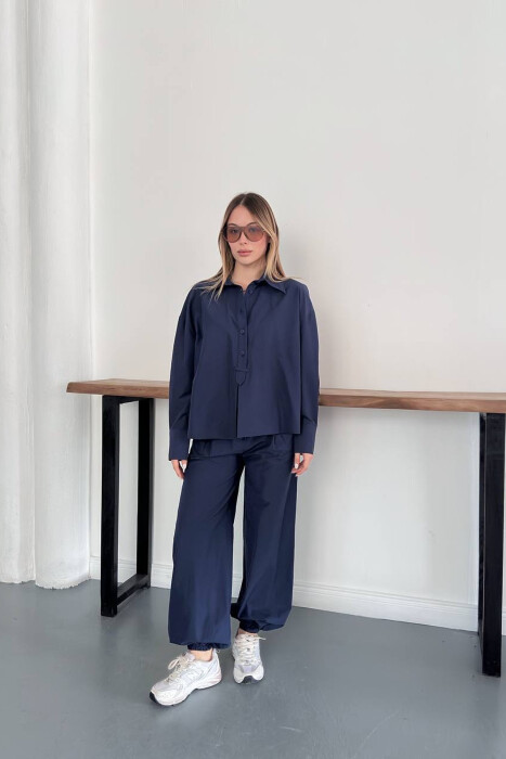 ONE COLOR SHIRT + TROUSERS WOMAN SET BLUE/BLU - 1