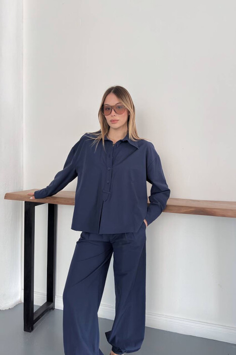 ONE COLOR SHIRT + TROUSERS WOMAN SET BLUE/BLU - 2
