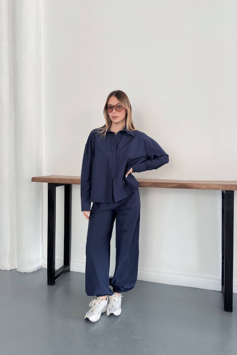 ONE COLOR SHIRT + TROUSERS WOMAN SET BLUE/BLU - 5