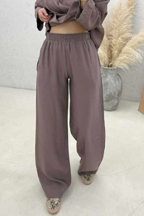 ONE COLOR SHIRT + TROUSERS WOMAN SET BROWN/KAFE - 3