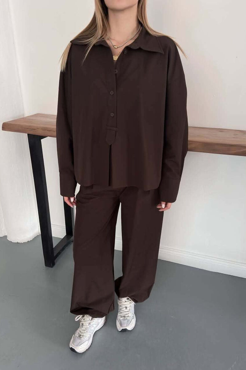 ONE COLOR SHIRT + TROUSERS WOMAN SET BROWN/KAFE - 4