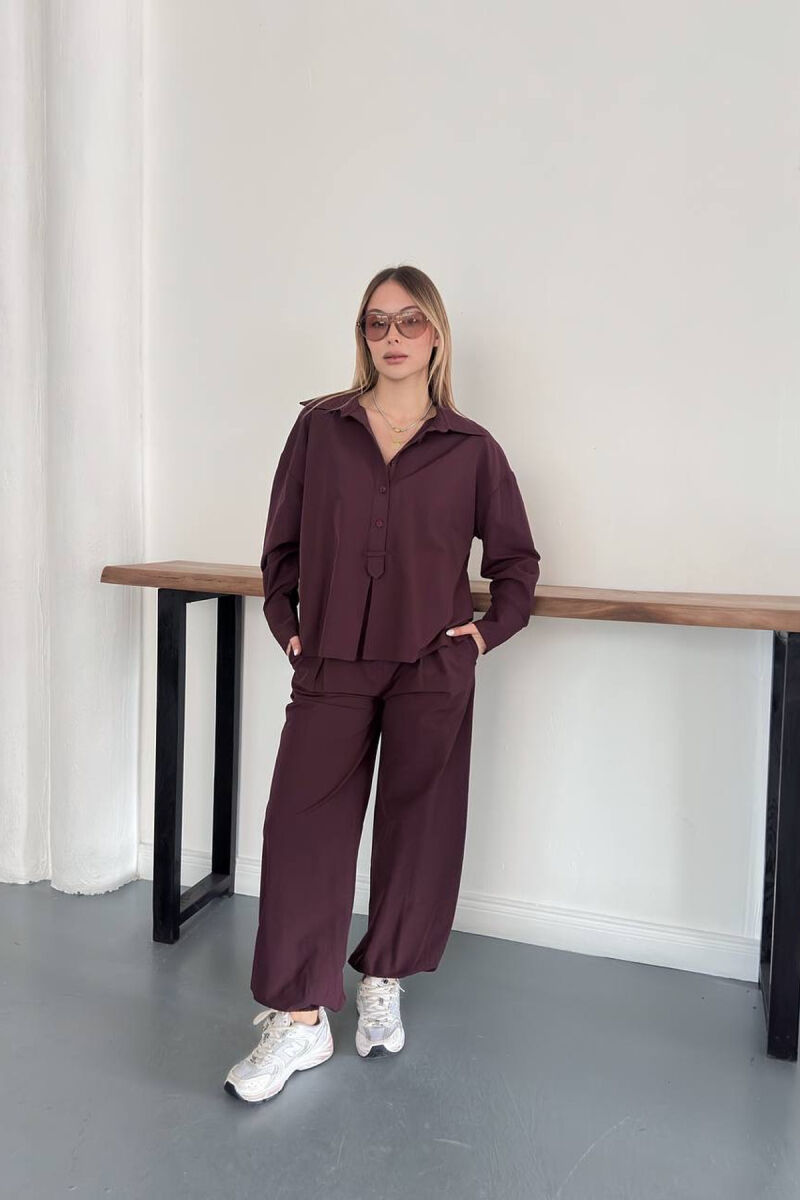 ONE COLOR SHIRT + TROUSERS WOMAN SET BURGUNDY/VISHNJE - 1