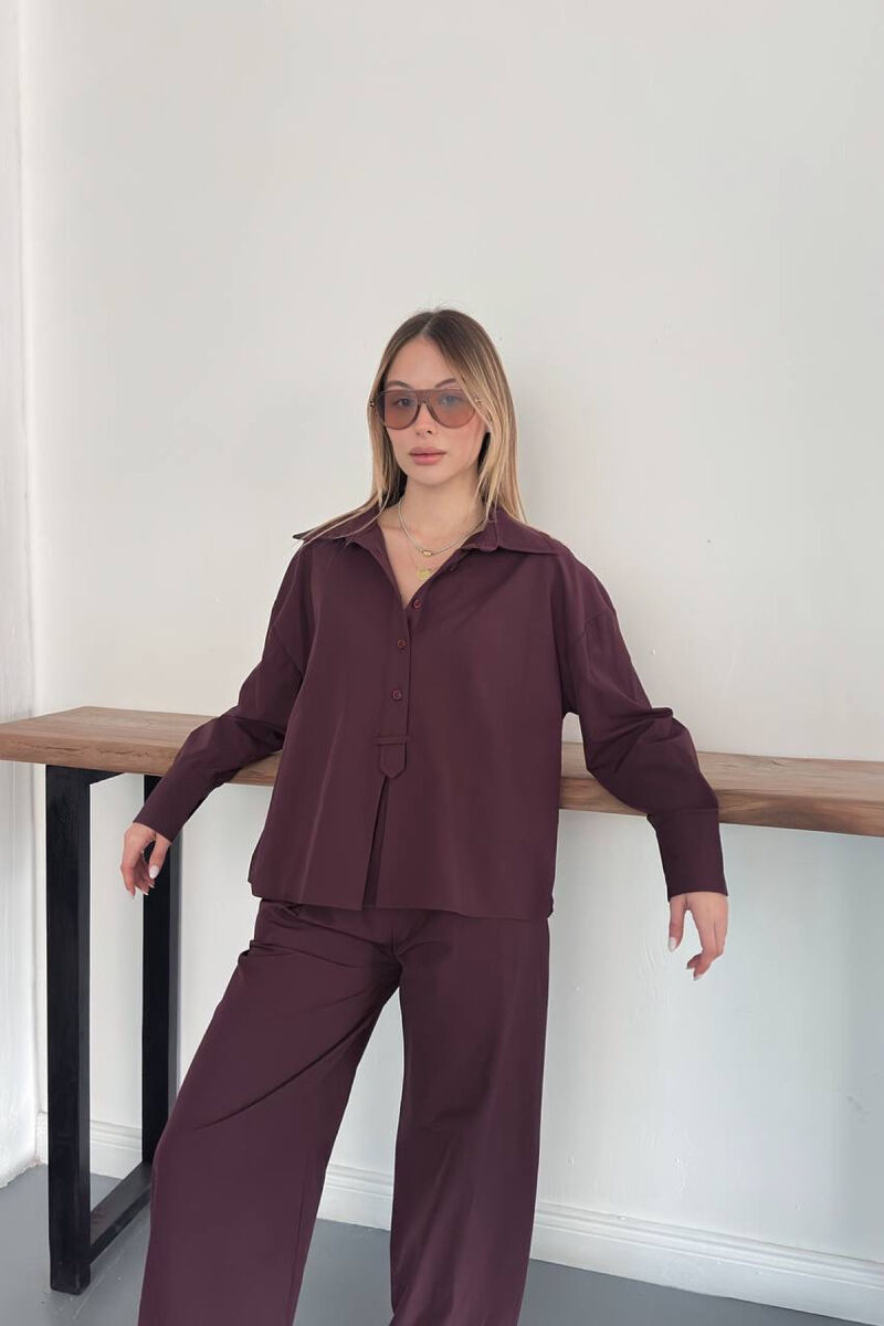 ONE COLOR SHIRT + TROUSERS WOMAN SET BURGUNDY/VISHNJE - 4