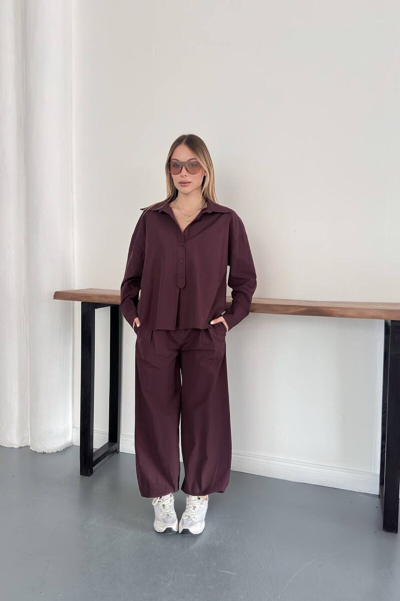ONE COLOR SHIRT + TROUSERS WOMAN SET BURGUNDY/VISHNJE - 5