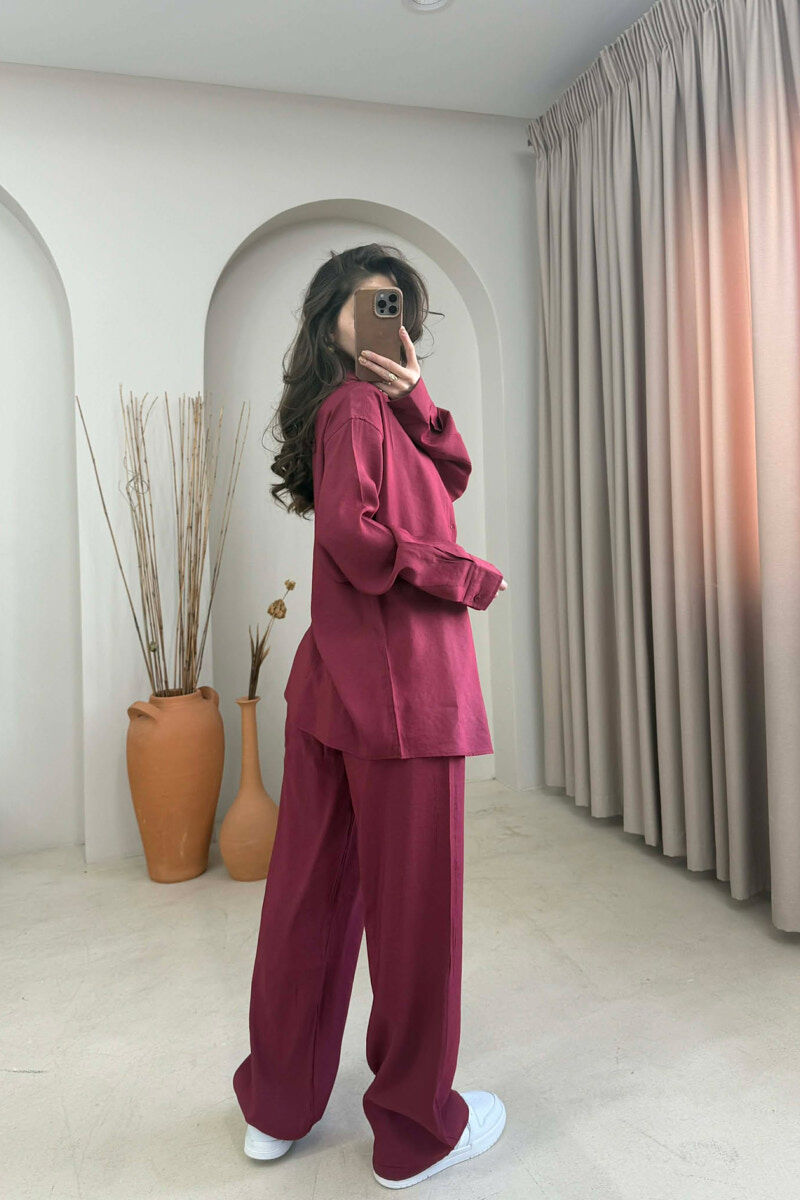 ONE COLOR SHIRT + TROUSERS WOMAN SET BURGUNDY/VISHNJE - 4