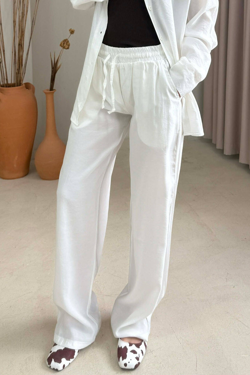ONE COLOR SHIRT + TROUSERS WOMAN SET CREAM/KREM - 3
