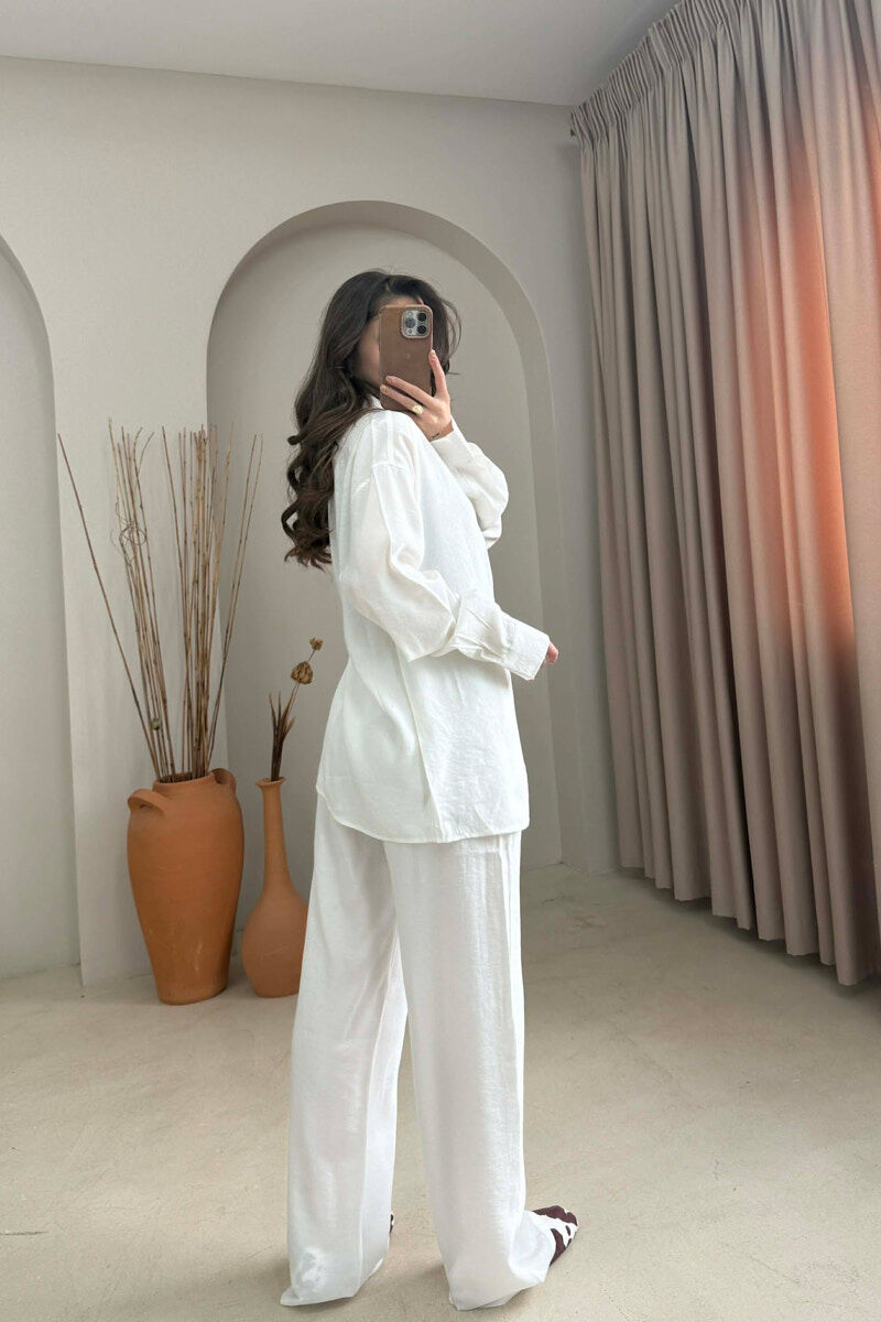 ONE COLOR SHIRT + TROUSERS WOMAN SET CREAM/KREM - 4