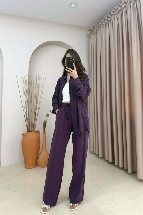 ONE COLOR SHIRT + TROUSERS WOMAN SET DARK PURPLE/LEJLA ERRET 