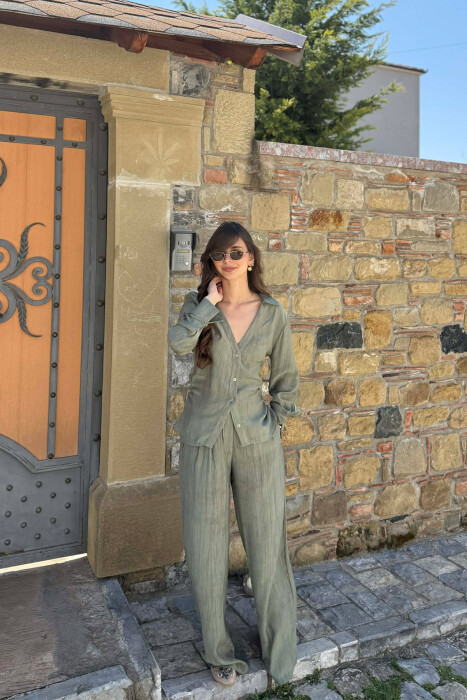 ONE COLOR SHIRT + TROUSERS WOMAN SET GREEN/JESHILE - KLAUDIO FASHION