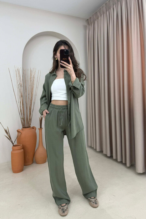 ONE COLOR SHIRT + TROUSERS WOMAN SET GREEN/JESHILE 
