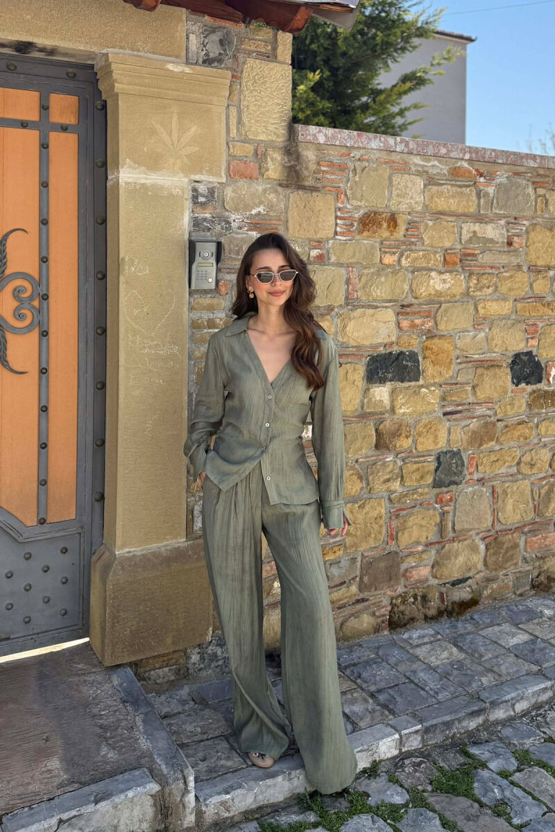 ONE COLOR SHIRT + TROUSERS WOMAN SET GREEN/JESHILE - 4