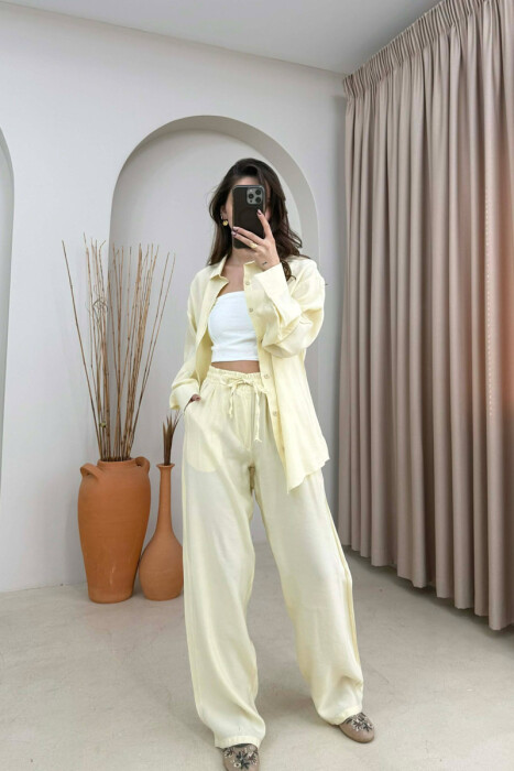ONE COLOR SHIRT + TROUSERS WOMAN SET LEMON/ LIMON 
