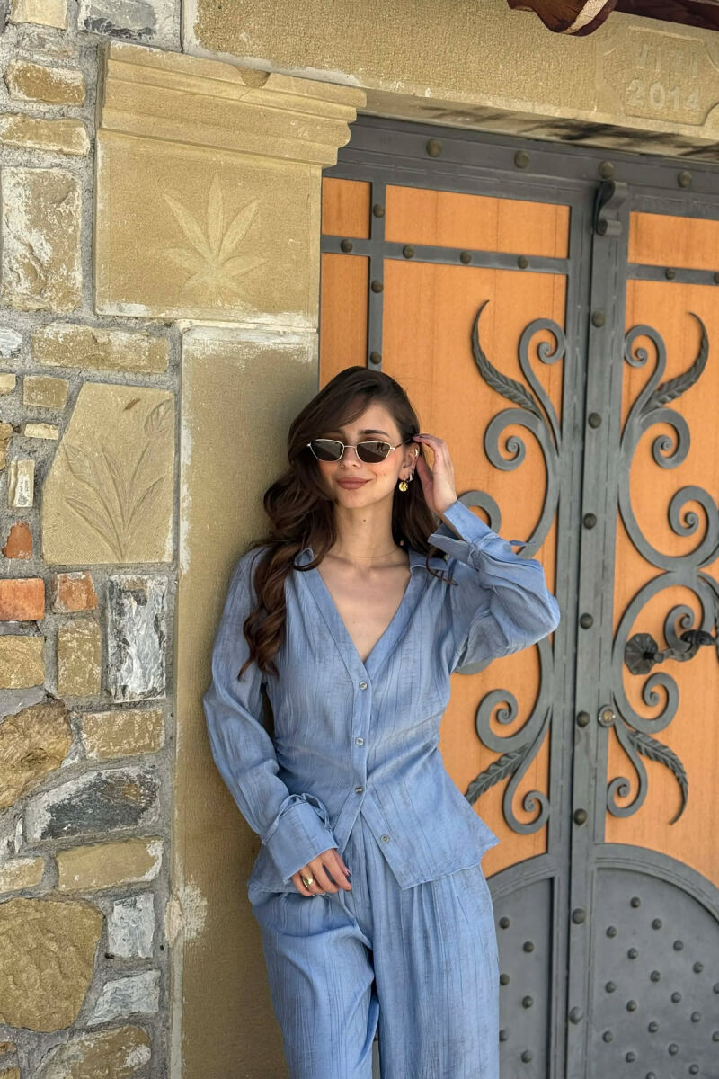 ONE COLOR SHIRT + TROUSERS WOMAN SET LIGHTBLUE/BZ - 4