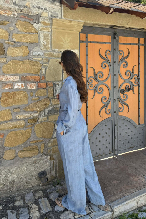 ONE COLOR SHIRT + TROUSERS WOMAN SET LIGHTBLUE/BZ - 5