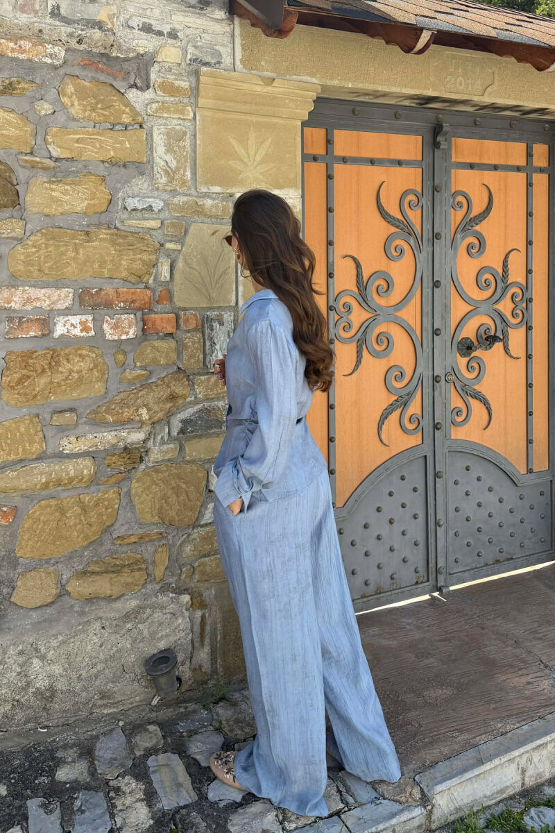 ONE COLOR SHIRT + TROUSERS WOMAN SET LIGHTBLUE/BZ - 5