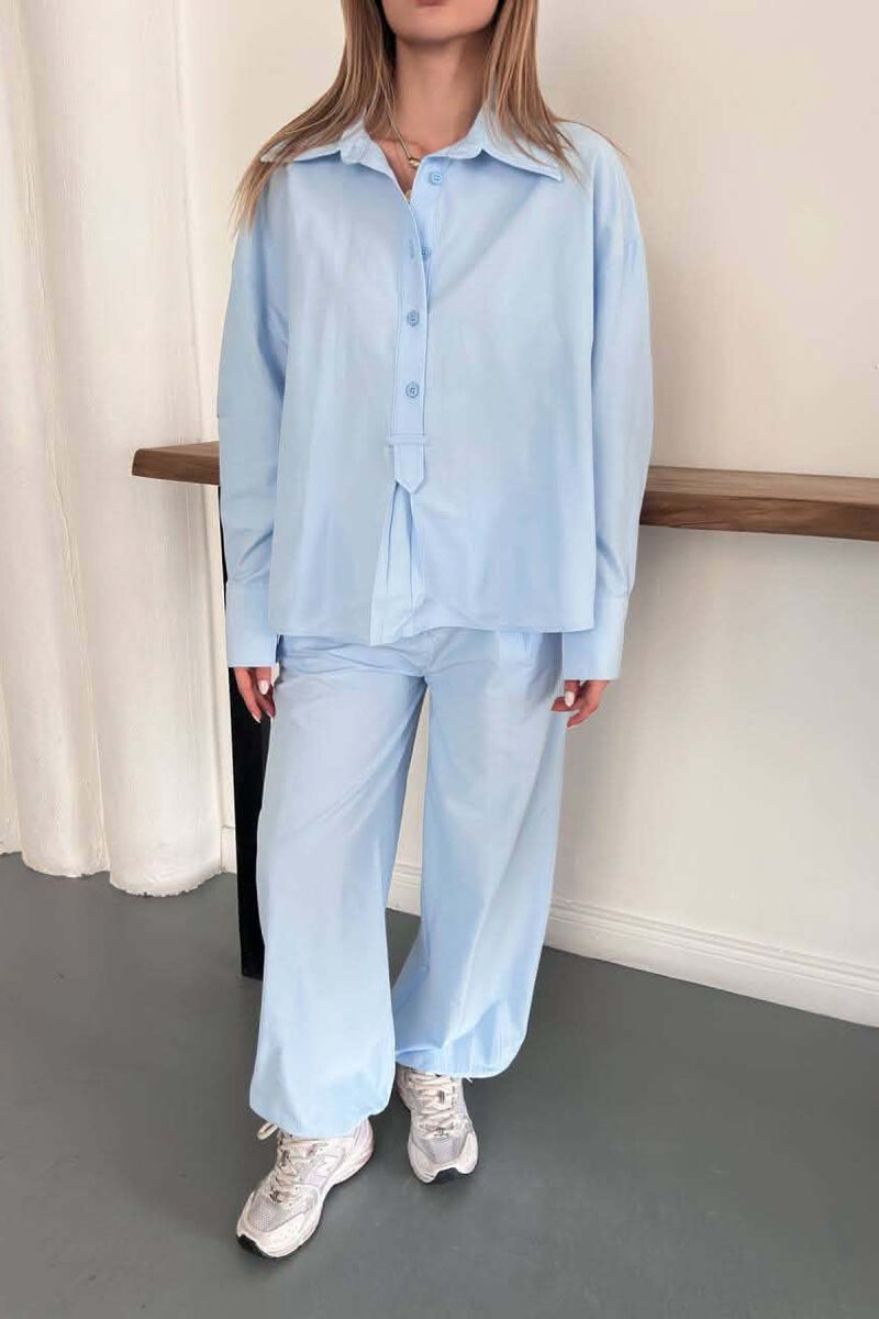 ONE COLOR SHIRT + TROUSERS WOMAN SET LIGHTBLUE/BZ - 3