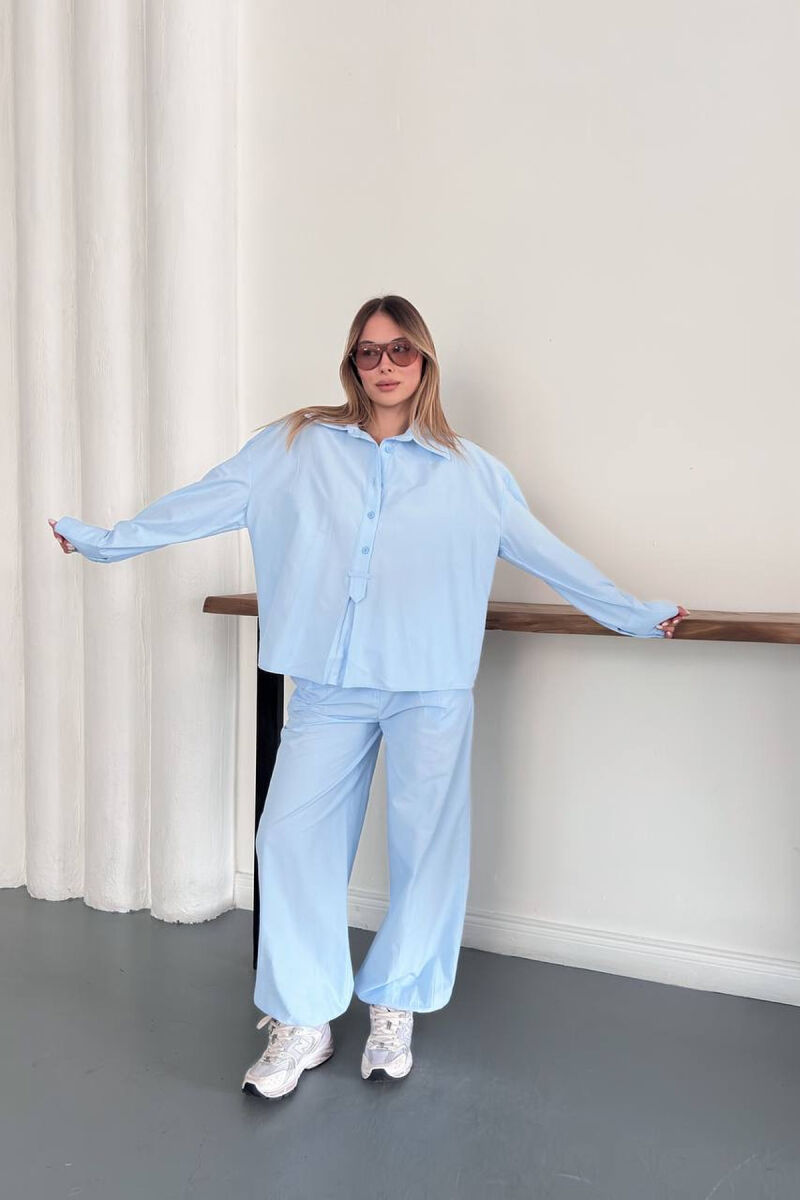 ONE COLOR SHIRT + TROUSERS WOMAN SET LIGHTBLUE/BZ - 4