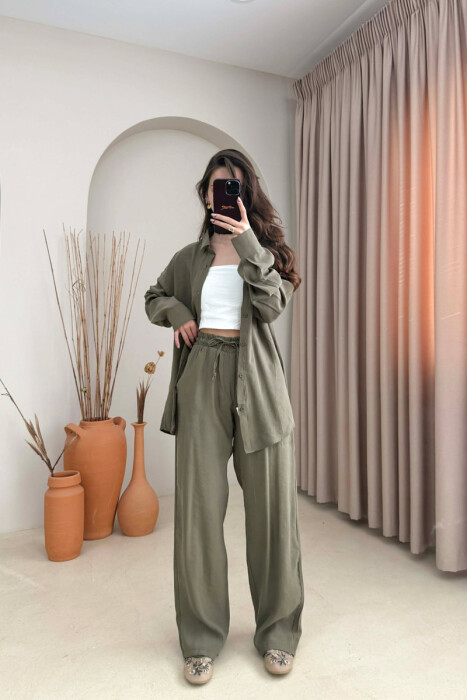 ONE COLOR SHIRT + TROUSERS WOMAN SET OLIVE/ULLI 