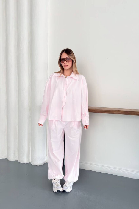 SET NJE NGJYRESH KEMISHE + PANTALLONA PER FEMRA NE NGJYRE ROZE 