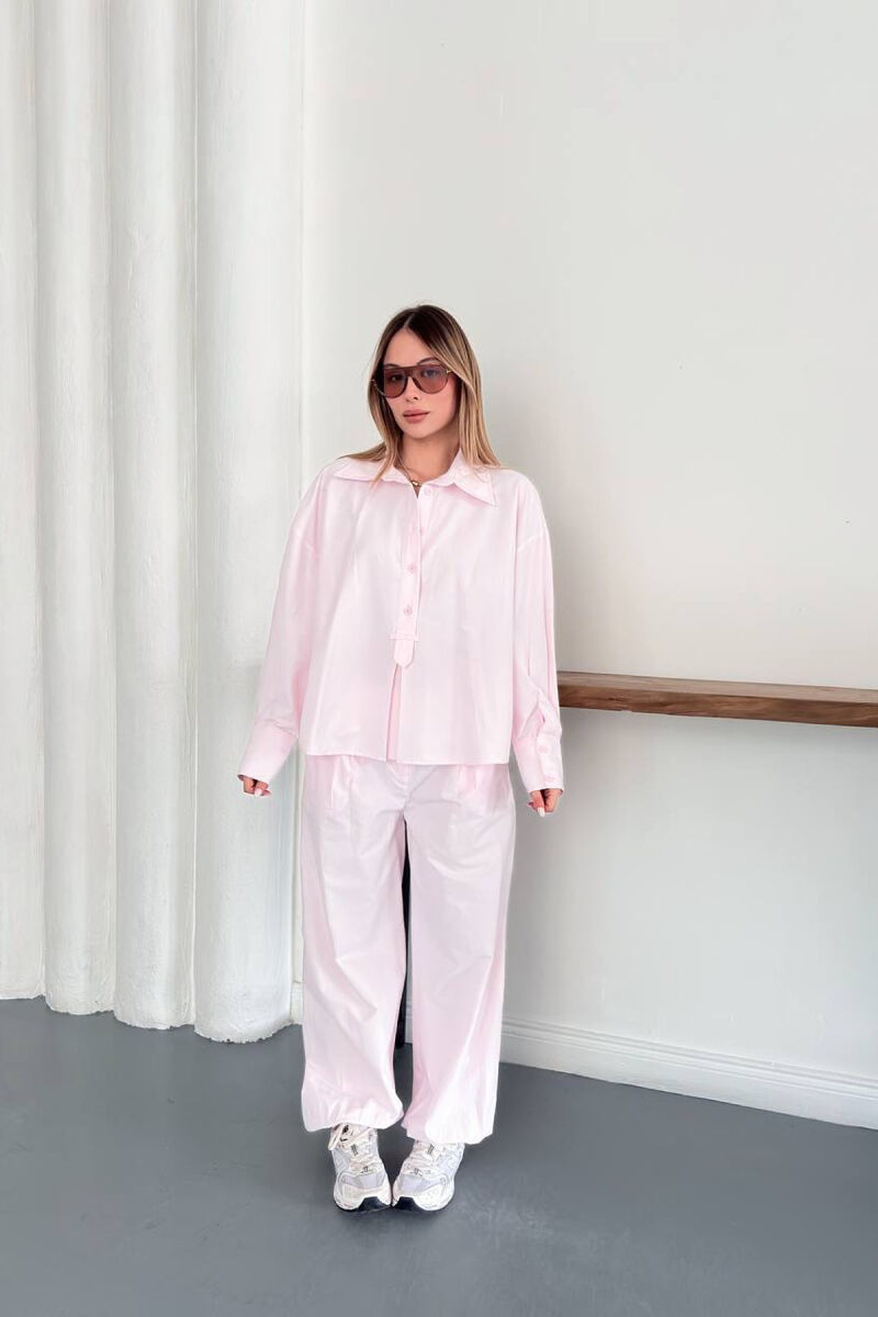 ONE COLOR SHIRT + TROUSERS WOMAN SET PINK/ROZE - 1