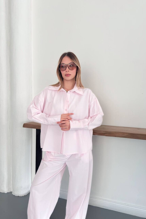 ONE COLOR SHIRT + TROUSERS WOMAN SET PINK/ROZE - 5