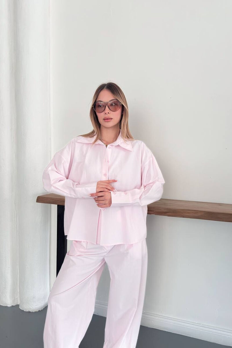 ONE COLOR SHIRT + TROUSERS WOMAN SET PINK/ROZE - 5