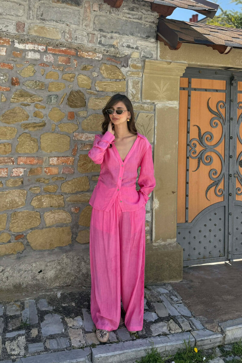 ONE COLOR SHIRT + TROUSERS WOMAN SET PINK/ROZE - 1