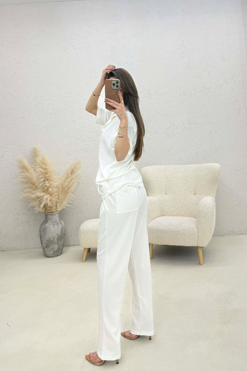 ONE COLOR SHIRT + TROUSERS WOMAN TWO PIECE SET WHITE-E BARDHE - 4