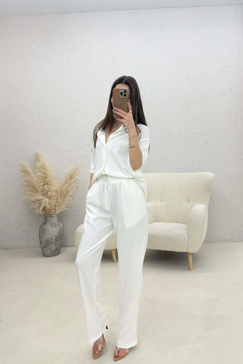 ONE COLOR SHIRT + TROUSERS WOMAN TWO PIECE SET WHITE-E BARDHE - 5