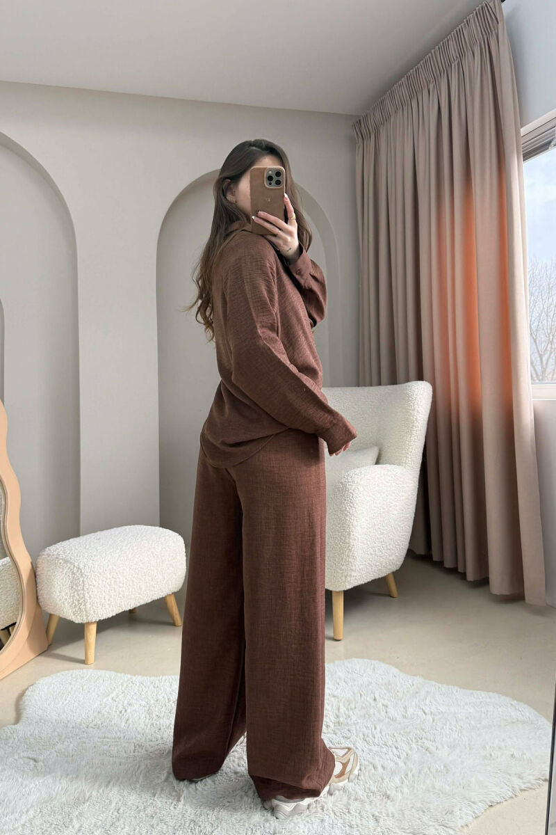 ONE COLOR SHIRT+ TROUSERS WOMEN SET BROWN/KAFE - 2