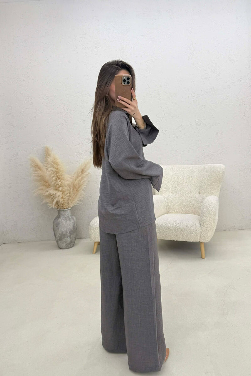 ONE COLOR SHIRT+ TROUSERS WOMEN SET DARK GREY/GEE - 3