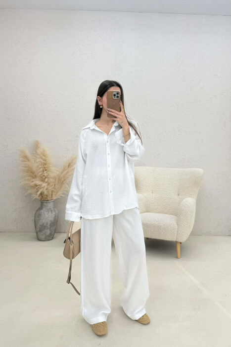 ONE COLOR SHIRT+ TROUSERS WOMEN SET WHITE-E BARDHE 
