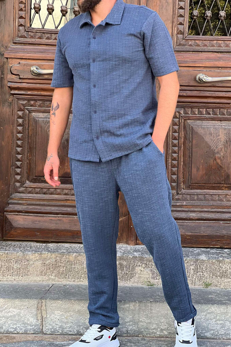 ONE COLOR SHIRT+TROUSER MEN VEST BLUE/BLU - 1